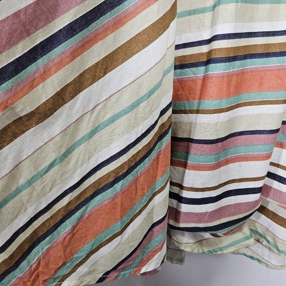 Flint & Moss Women's Cotton-Linen Blend Striped A-Line Skirt Size LP - Picture 5 of 7